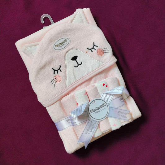 Baby Bath Towel with 5 Face Towels