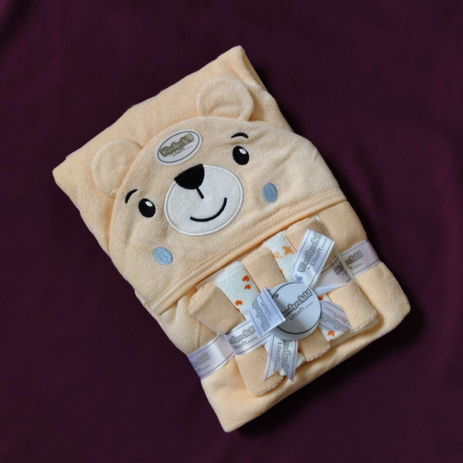 Baby Bath Towel with 5 Face Towels