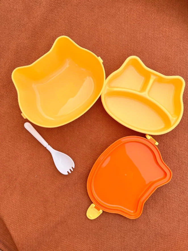 Bear-Shaped Kids Lunch Box with Spoon