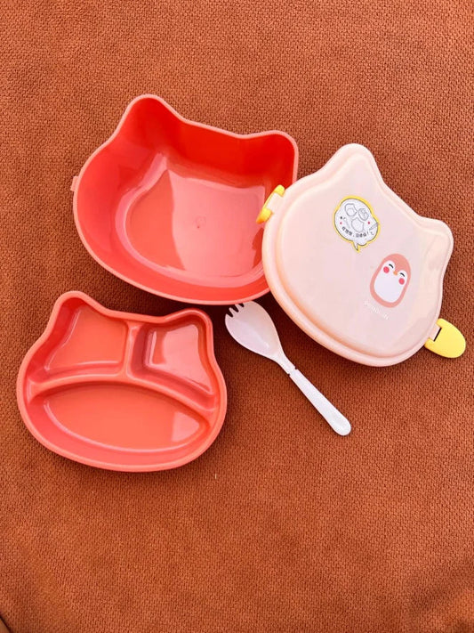 Bear-Shaped Kids Lunch Box with Spoon