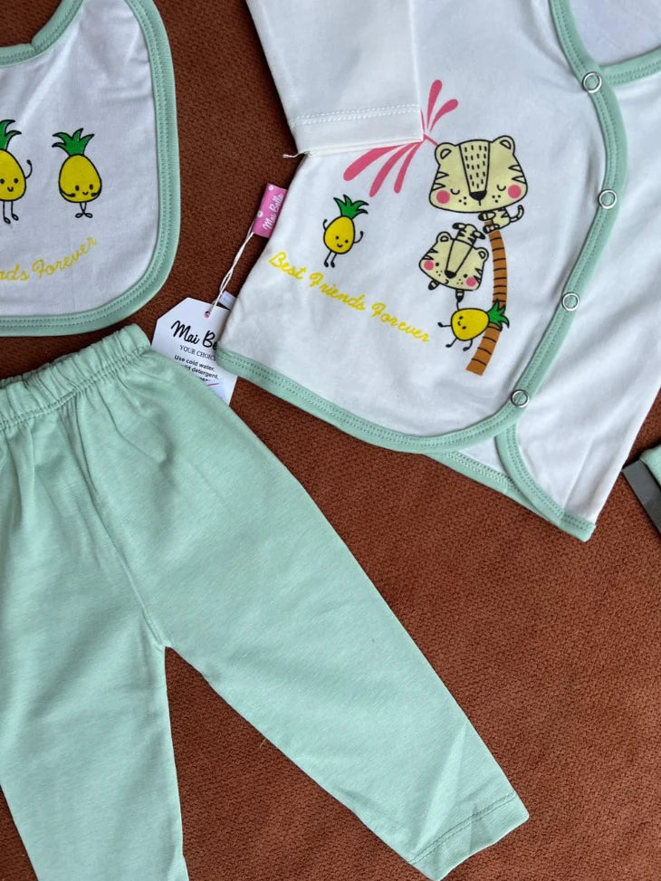 Summer Newborn Baby 4 Piece Outfit Set – "Best Friends Forever" printed