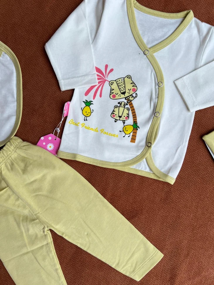 Summer Newborn Baby 4 Piece Outfit Set – "Best Friends Forever" printed