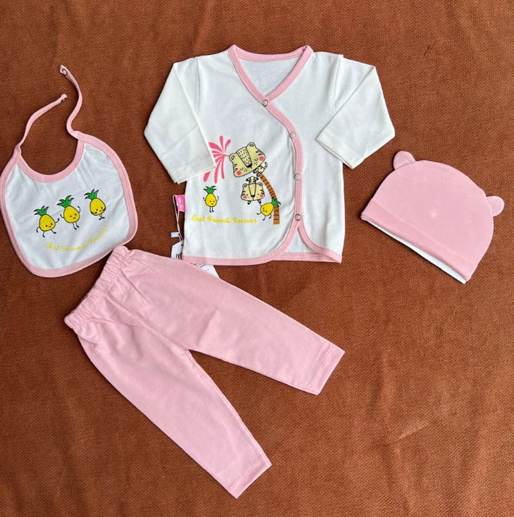 Summer Newborn Baby 4 Piece Outfit Set – "Best Friends Forever" printed