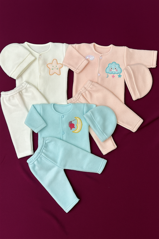 Pack of 3 Newborn Winter Jabla Dresses – Soft, Warm & Comfortable