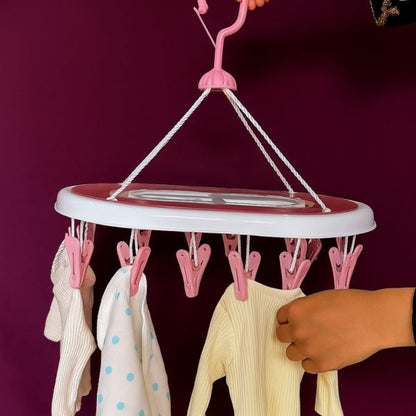 Baby Clothes Drying Hanger with Clips – Portable Hanging Rack for Newborn Essentials