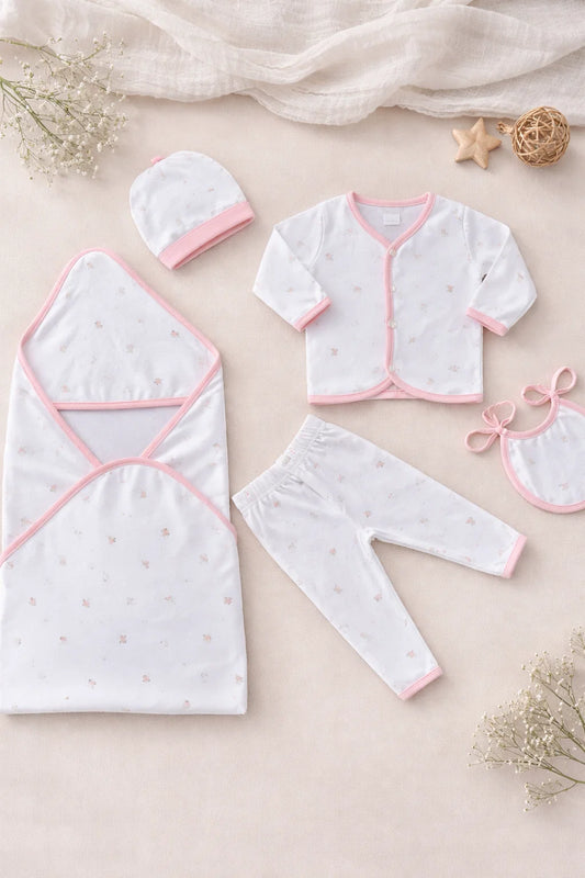 Newborn Summer Cotton Starter Set – 5 Pcs Soft Baby Gift Set