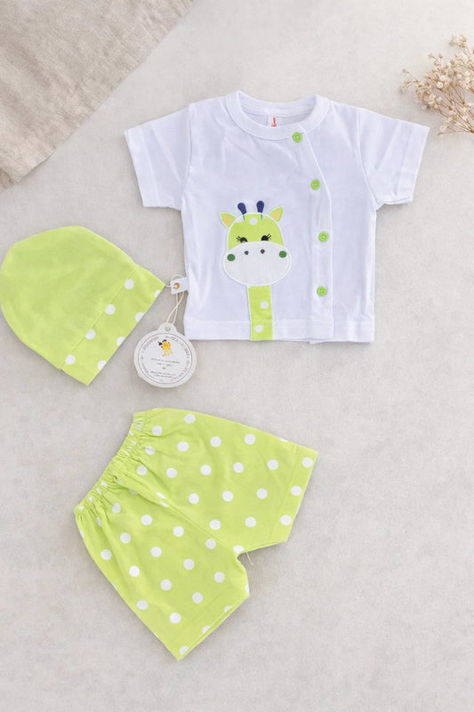 Newborn Baby Summer Dress Set – Shirt, Shorts & Cap