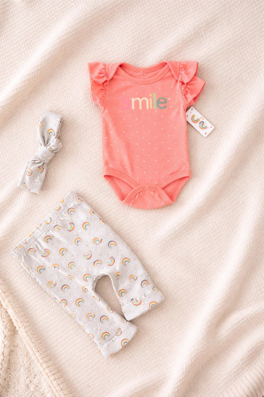 Baby Girl 3 Pcs Summer Cotton Set – Smile