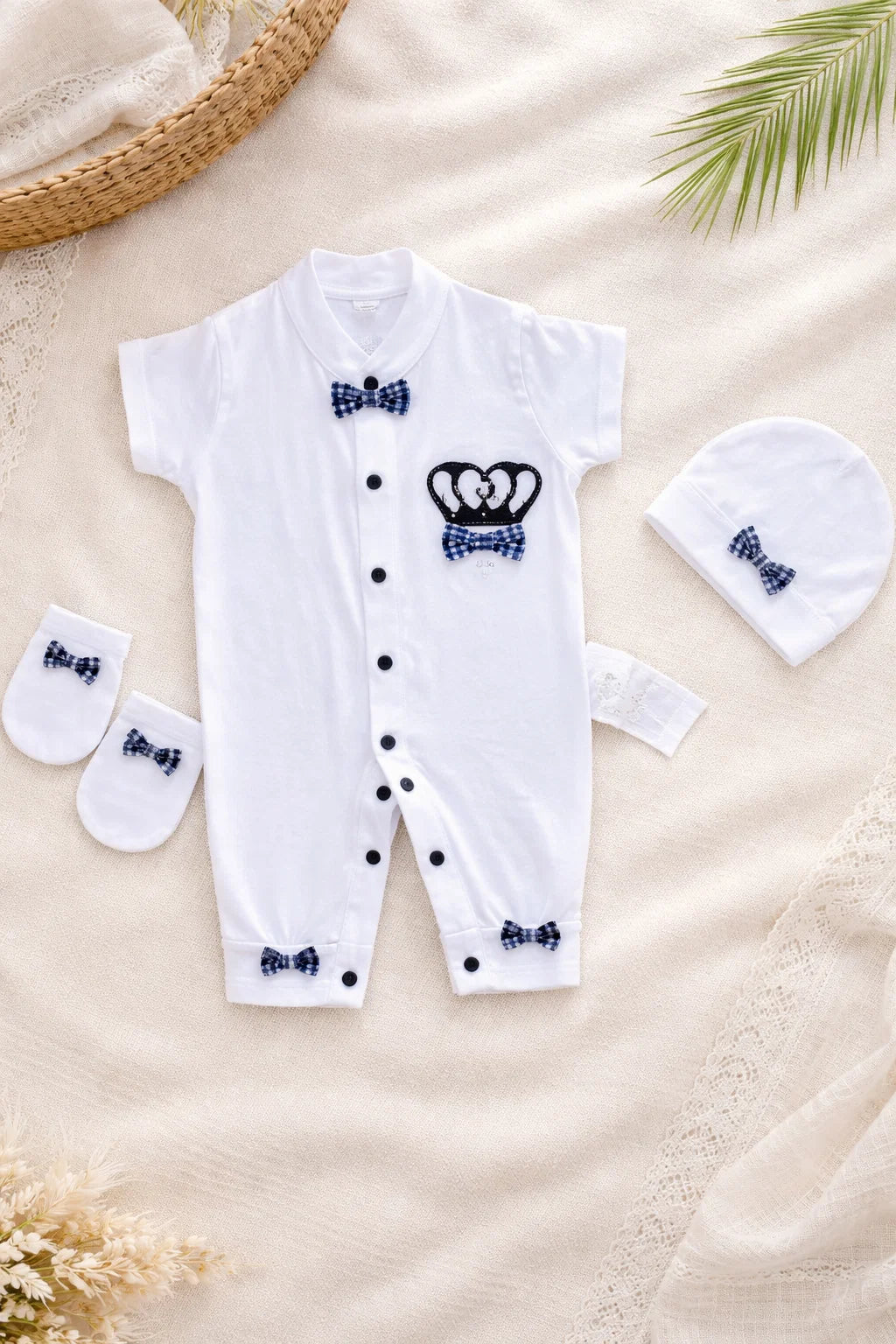 Summer Turkish Style Baby Romper with Cap and mittens