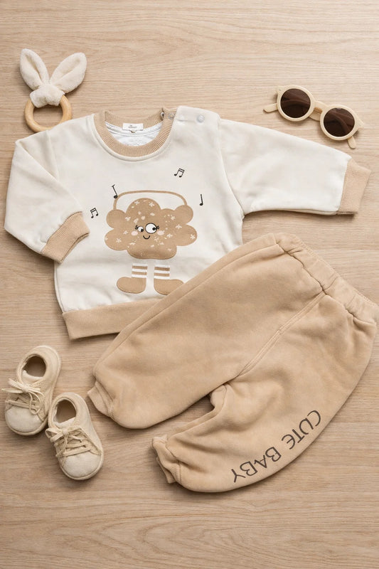 Cozy Two-Piece Baby Clothing Set – Warm Double Fabric Outfit