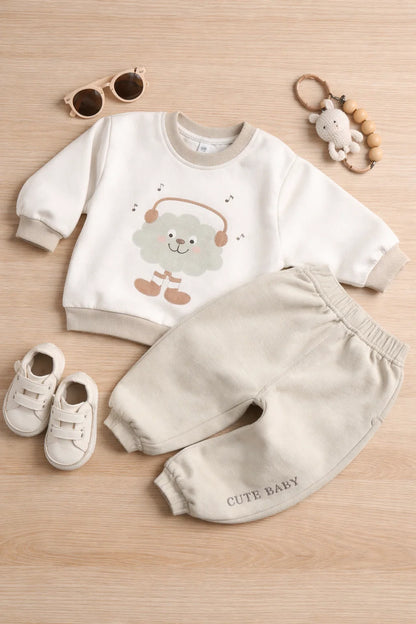 Cozy Two-Piece Baby Clothing Set – Warm Double Fabric Outfit