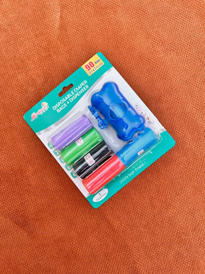 Diaper Bag Dispenser – 1 Travel Dispenser + 6 Refill Rolls | Blue