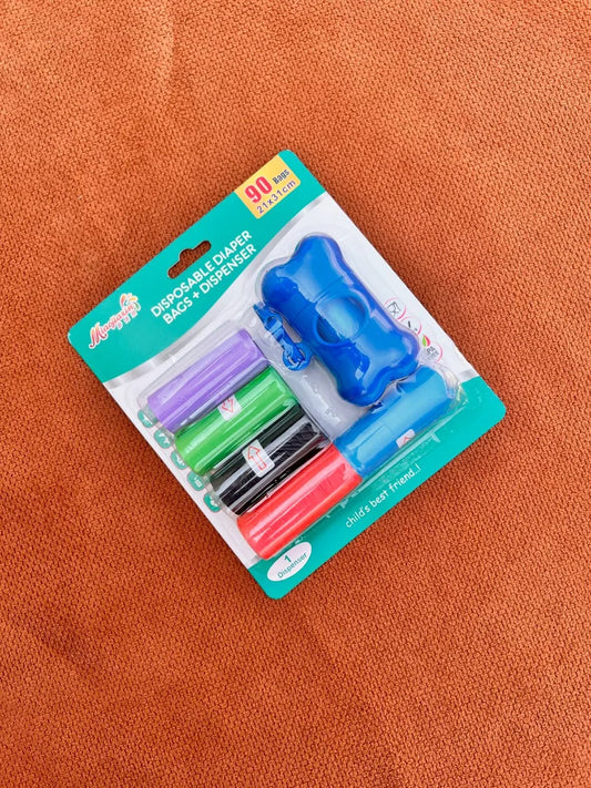 Diaper Bag Dispenser – 1 Travel Dispenser + 6 Refill Rolls | Blue