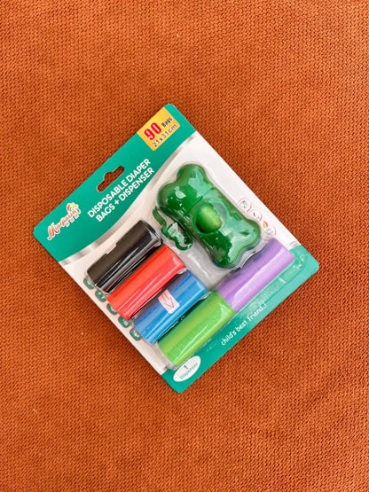 Diaper Bag Dispenser – 1 Travel Dispenser + 6 Refill Rolls | Green