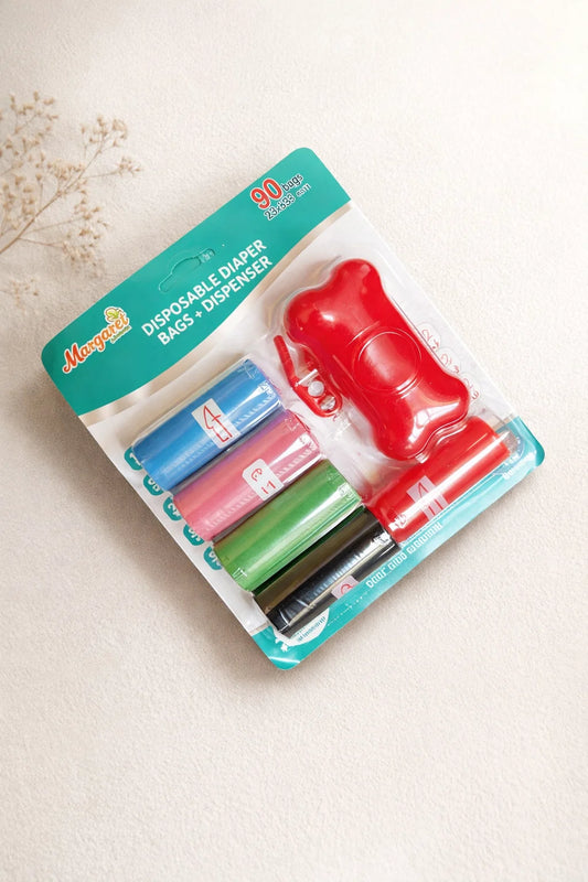 Diaper Bag Dispenser – 1 Travel Dispenser + 6 Refill Rolls | Red