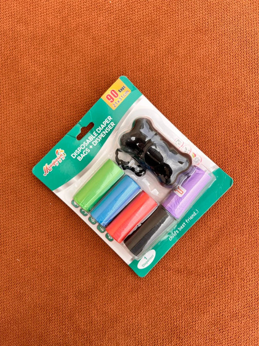 Diaper Bag Dispenser – 1 Travel Dispenser + 6 Refill Rolls | Black