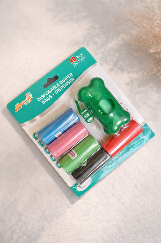 Diaper Bag Dispenser – 1 Travel Dispenser + 6 Refill Rolls | Green