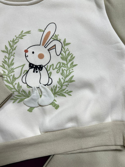 Warm Baby Outfit – Two-Piece Set (Rabbit Design)
