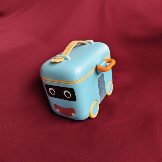 Blue bus milk container
