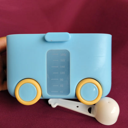 Blue bus milk container