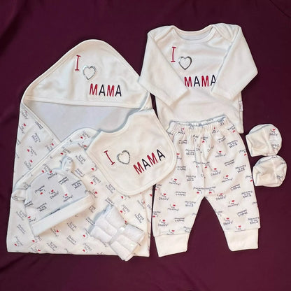 I ❤️ Mama Newborn Baby 12 Pcs Starter Set – Complete Baby Cotton Set