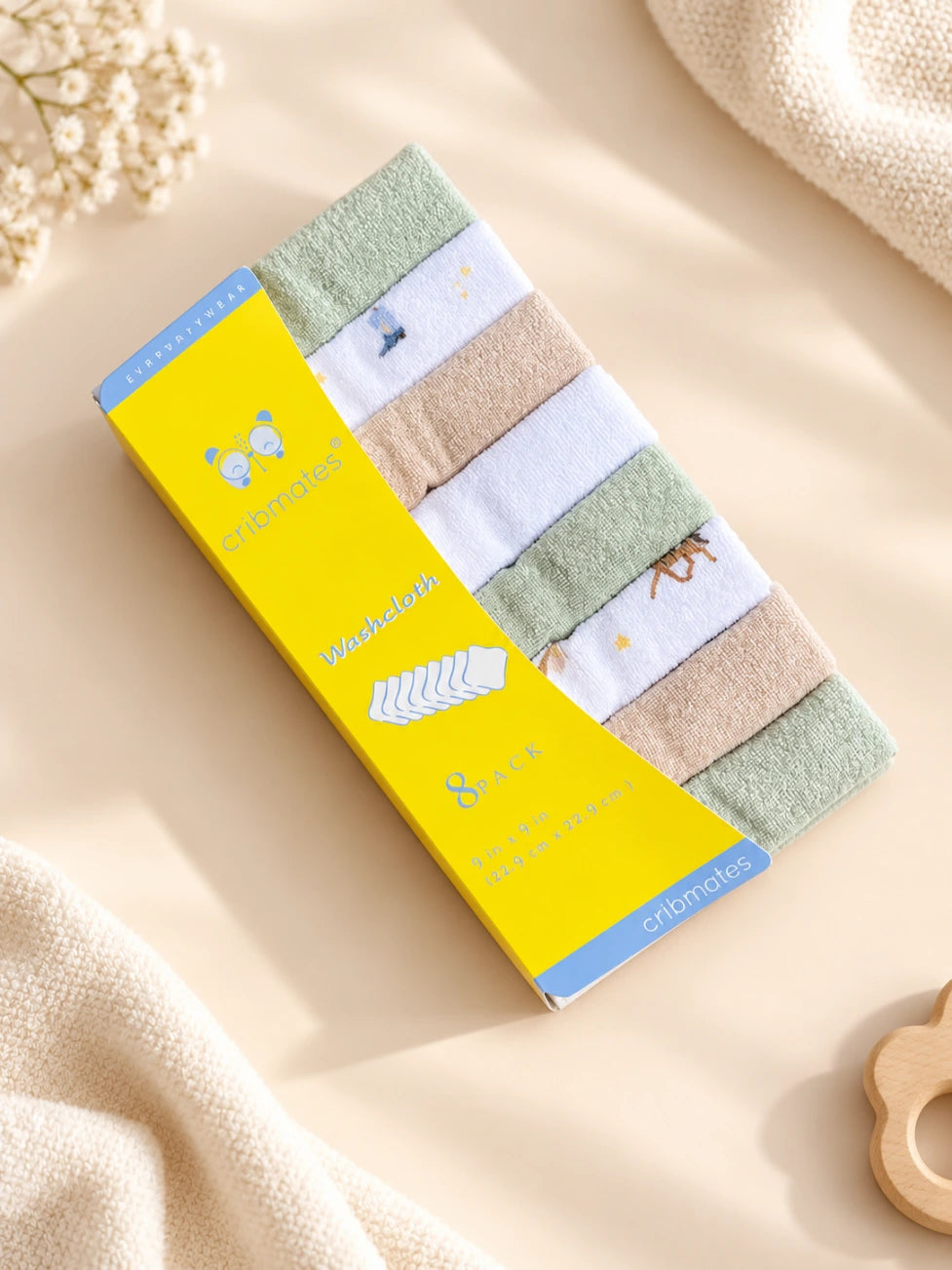 Baby Face Towel Pack of 8 | Soft Baby Washcloths