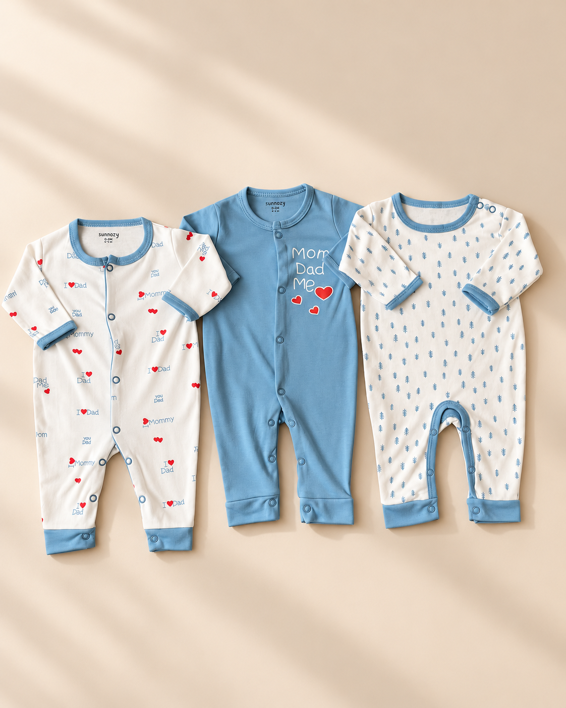 Pack of 3 Baby Full Sleeve Rompers