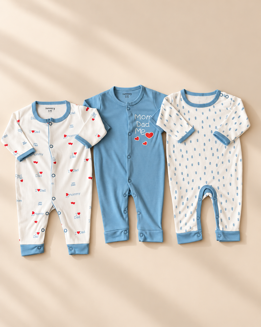 Pack of 3 Baby Full Sleeve Rompers