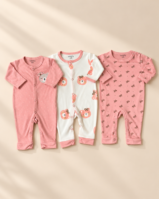 Pack of 3 Baby Full Sleeve Rompers
