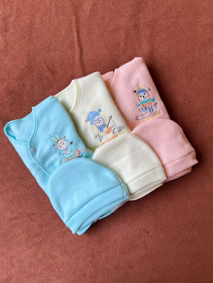 Pack of 3 Newborn Winter Jabla Dresses - Soft, Warm & Comfortable