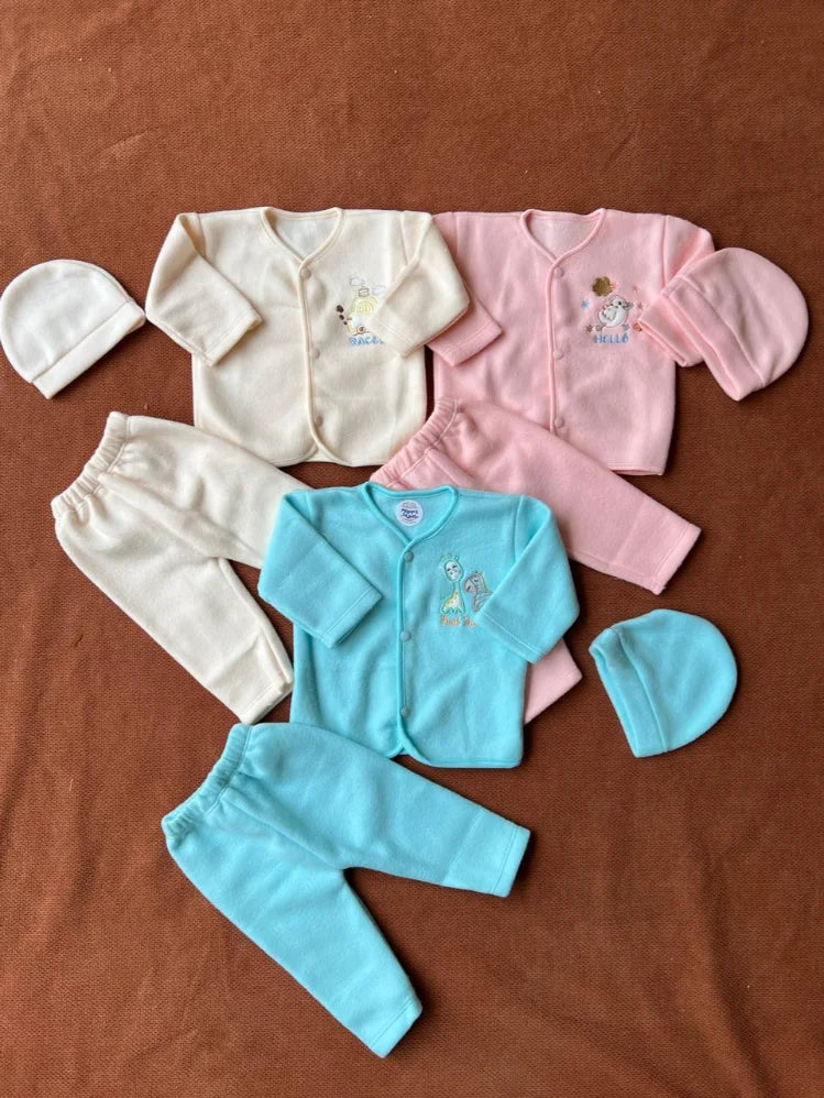 Pack of 3 Newborn Winter Jabla Dresses - Soft, Warm & Comfortable