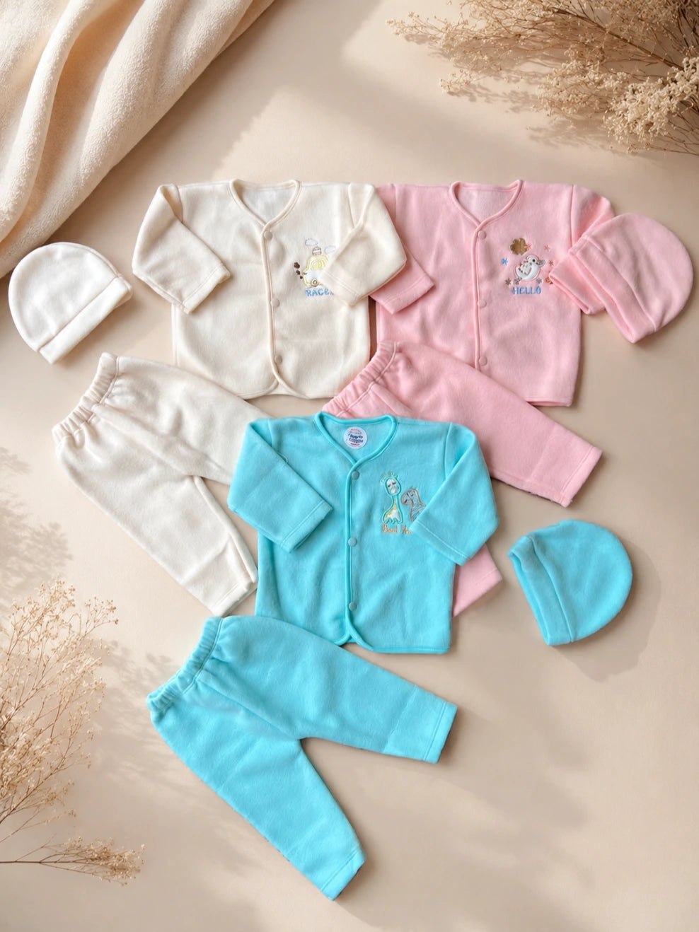 Pack of 3 Newborn Winter Jabla Dresses - Soft, Warm & Comfortable