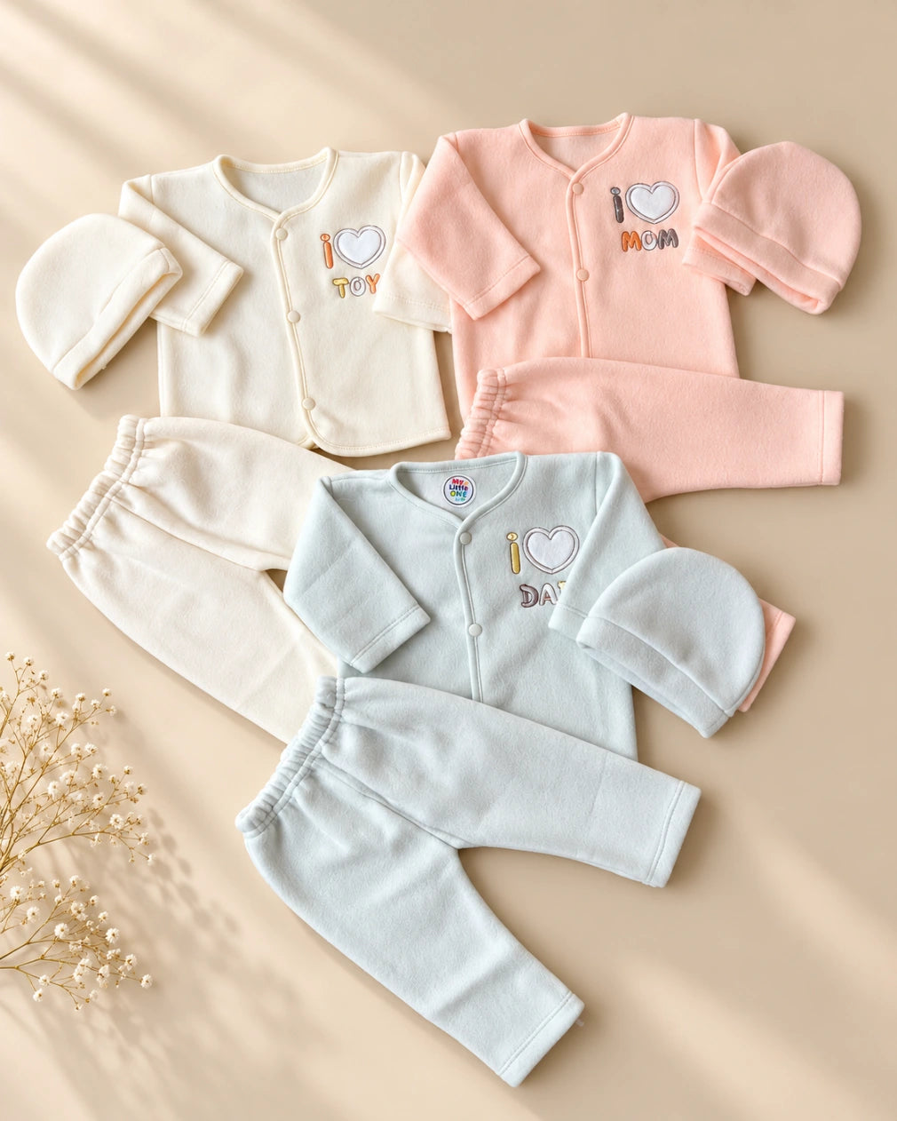 Pack of 3 Newborn Winter Jabla Dresses - Soft, Warm & Comfortable