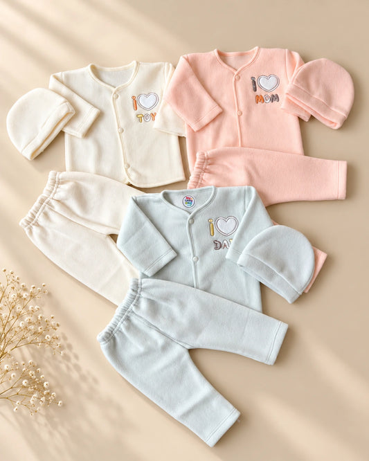 Pack of 3 Newborn Winter Jabla Dresses - Soft, Warm & Comfortable