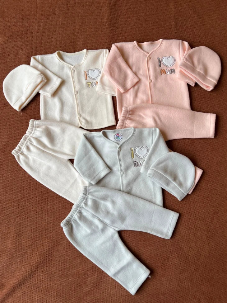 Pack of 3 Newborn Winter Jabla Dresses - Soft, Warm & Comfortable