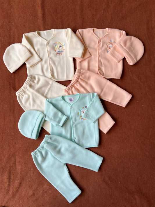 Pack of 3 Newborn Winter Jabla Dresses - Soft, Warm & Comfortable