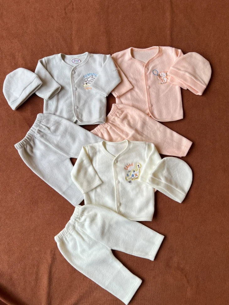 Pack of 3 Newborn Winter Jabla Dresses - Soft, Warm & Comfortable