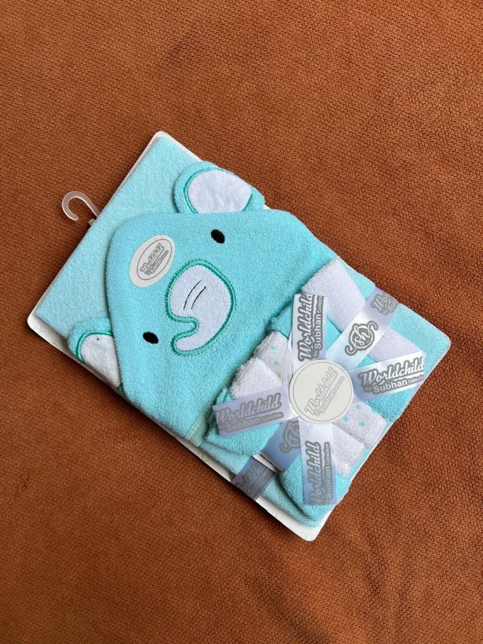 Kids Essentials Baby Bath Towel with 5 Face Towels