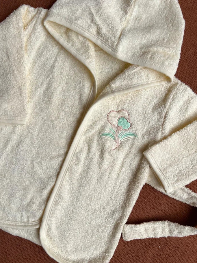 Kids Essentials Soft Hooded Baby Bathrobe with Belt