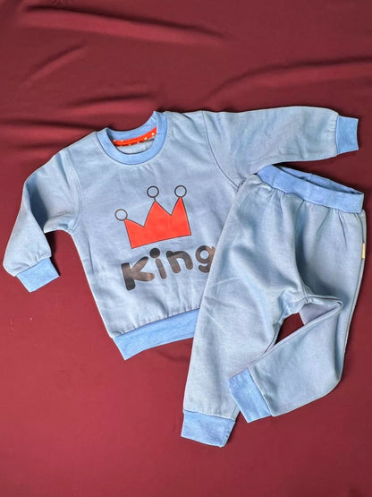 Baby Boys Winter Tracksuit – King Graphic 2-Piece Set