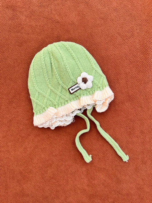 Knitted Baby Cap – Soft and Warm Winter Hat with Ties