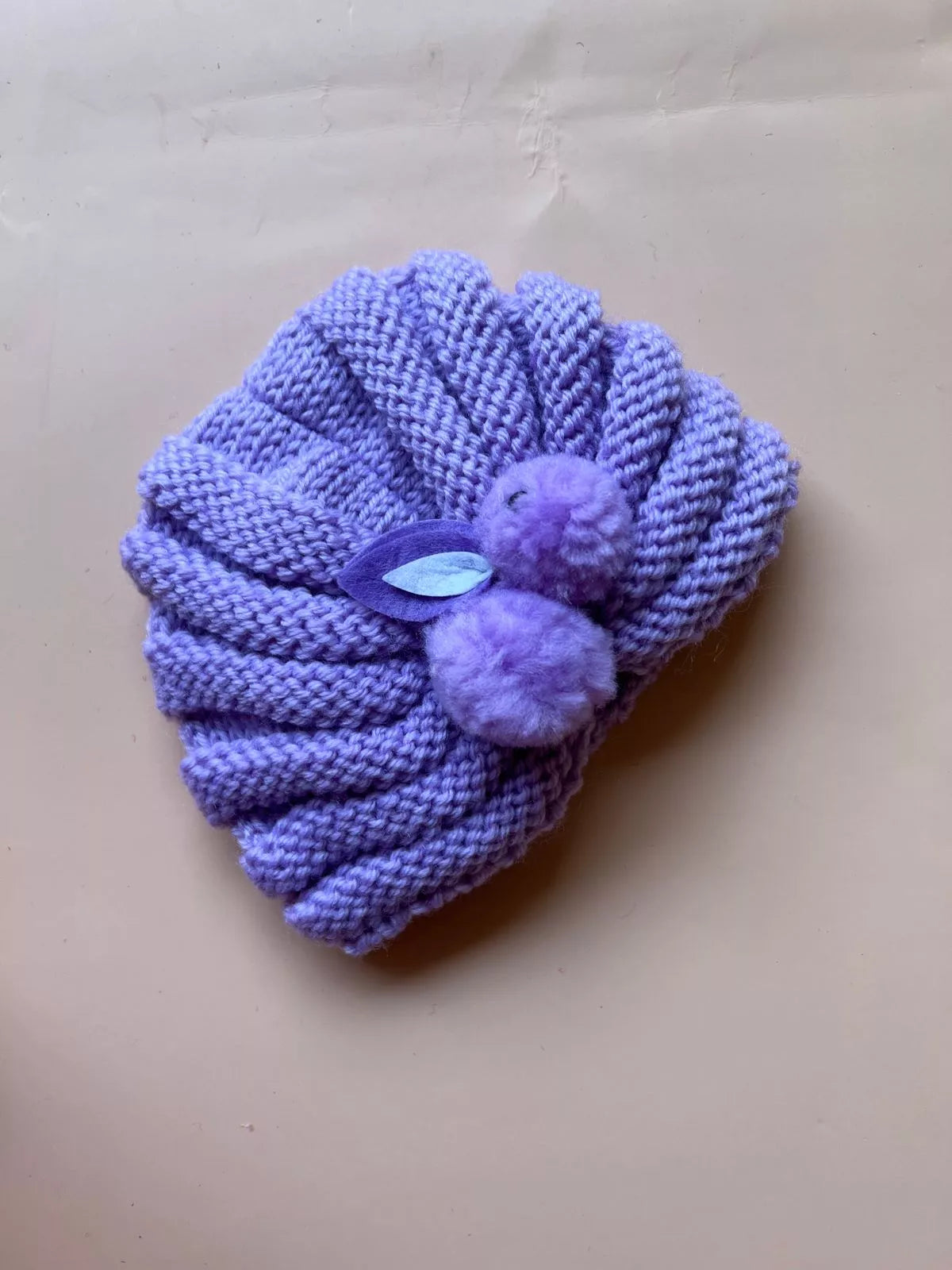 Knitted Baby turban Cap with Bunny Design – Soft & Cozy