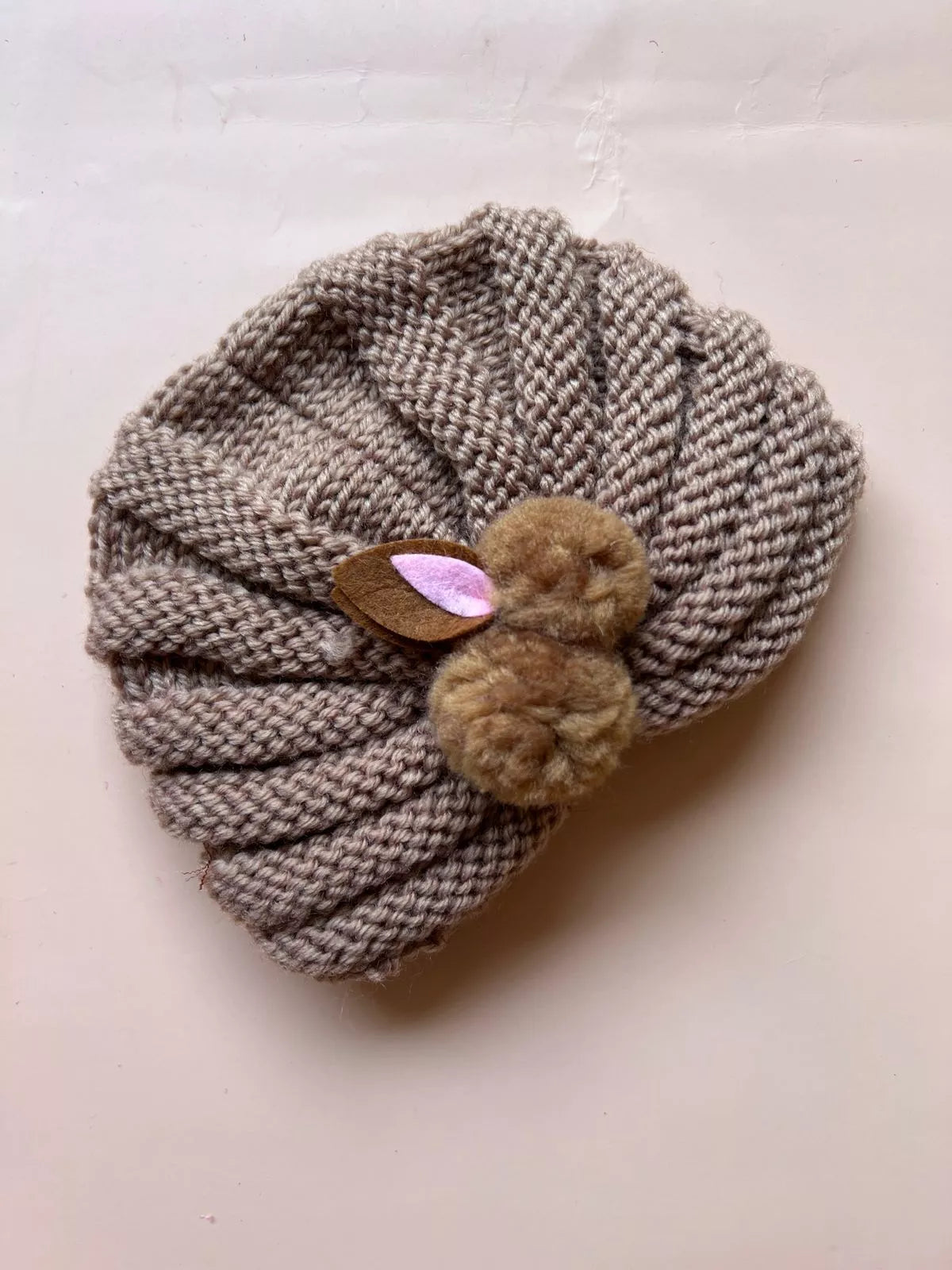Knitted Baby turban Cap with Bunny Design – Soft & Cozy