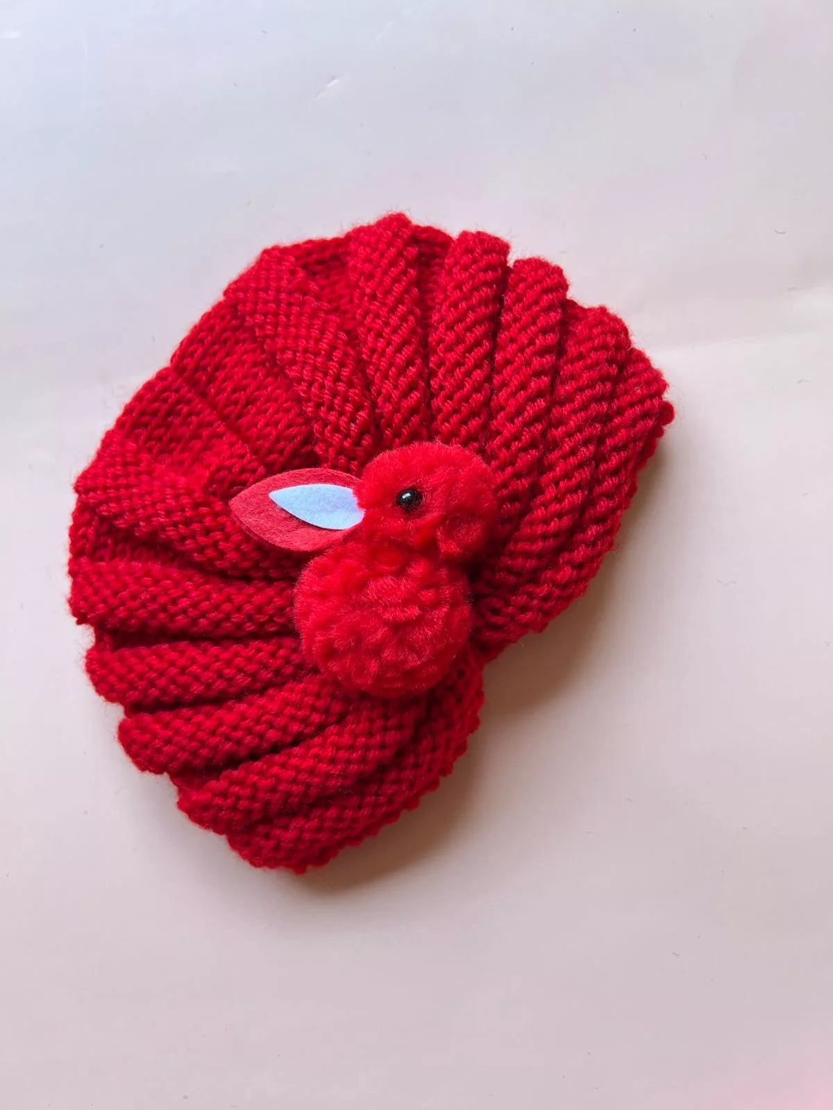 Knitted Baby turban Cap with Bunny Design – Soft & Cozy