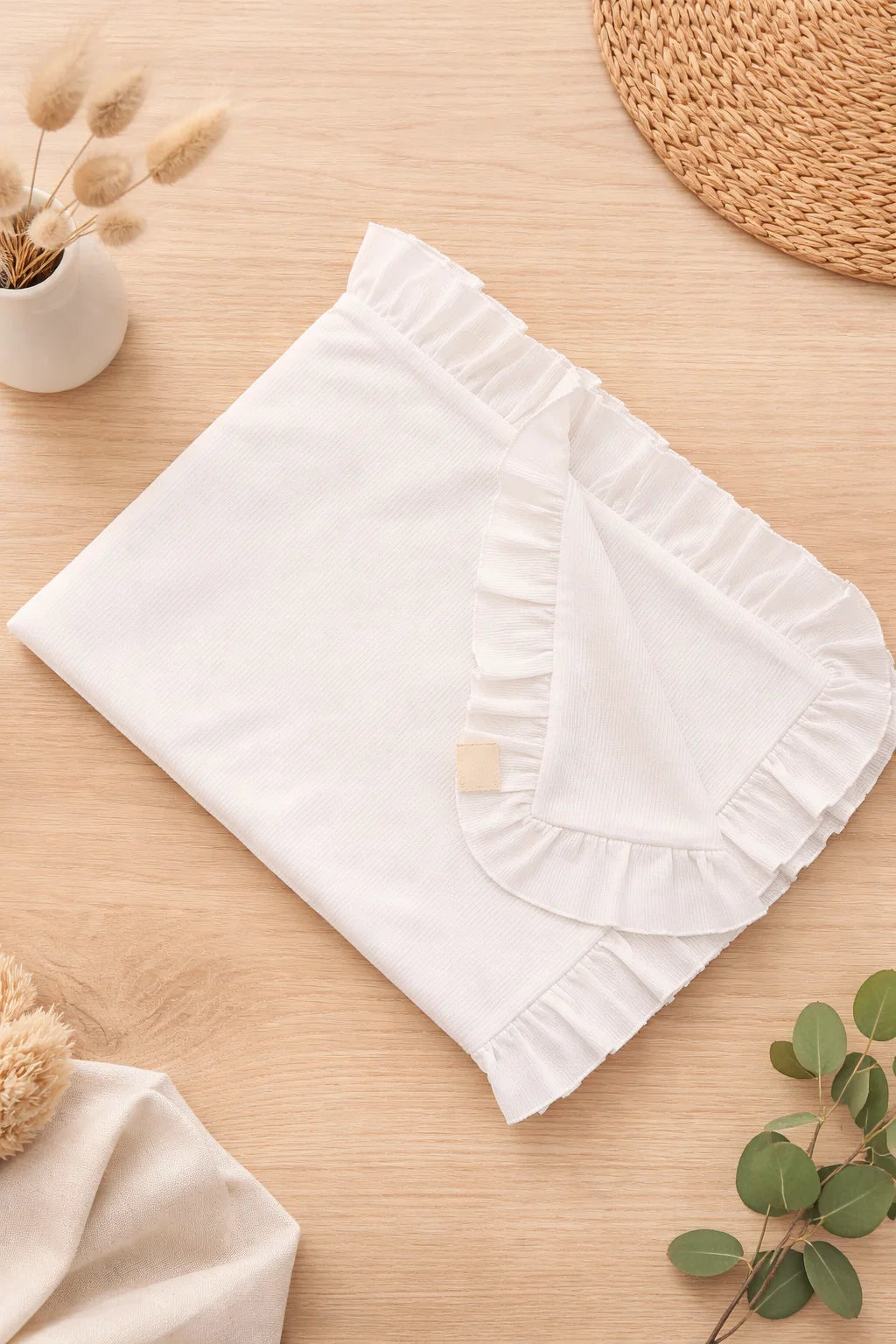 Premium Large Double-Sided Waffle Baby Blanket – Soft, Cozy & Breathable white