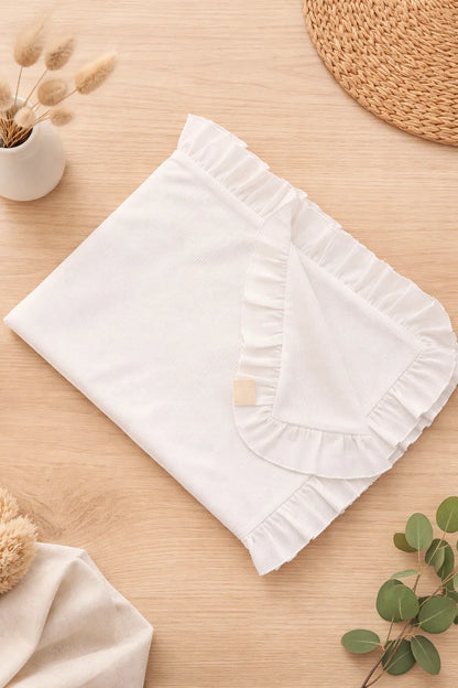 Premium Large Double-Sided Waffle Baby Blanket – Soft, Cozy & Breathable white