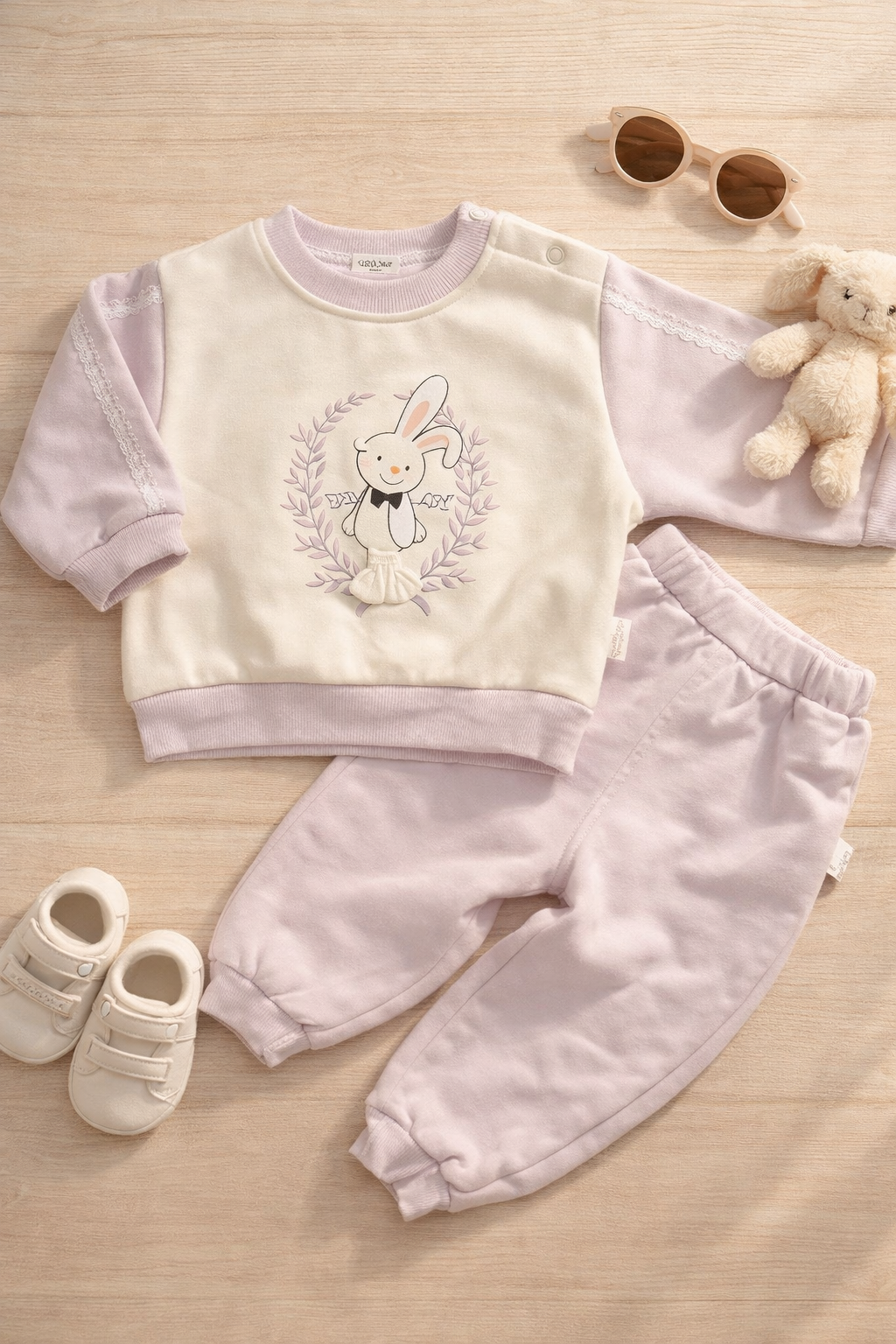 Warm Baby Outfit – Two-Piece Set (Rabbit Design)