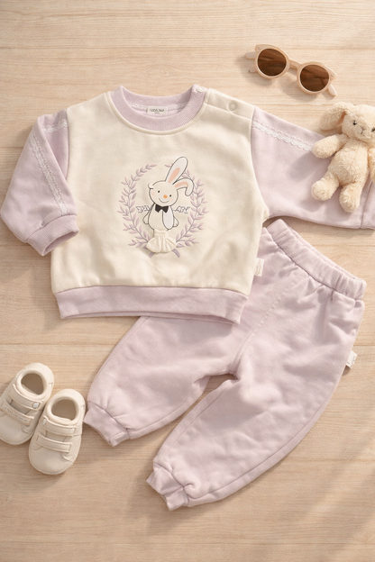 Warm Baby Outfit – Two-Piece Set (Rabbit Design)