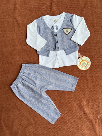 Little Gentleman Waistcoat Baby 2 Piece Outfit Set – Shirt & Trouser