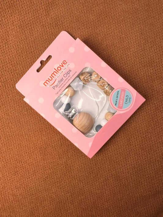 Mumlove Baby Pacifier Clip – Wooden & Silicone Soother Holder (BPA Free)